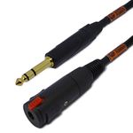 Sonic Plumber Black and Gold 6.35mm (1/4 Inch) TRS Jack Male to Female (Balanced Mono/Unbalanced Stereo) Interconnect Cable with Cable Tie (2 meter)