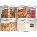 Airtight Food Storage Containers With Lids [6 Piece] BPA-Free Stackable Kitchen Pantry Storage Container Set - Dry Food Containers Set with Labels & Marker For Pasta Cereal Flour Sugar Rice Coffee Etc