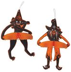 Beistle Vintage Halloween Tango Witch & Cat, 15" - 16", Black/Orange/White