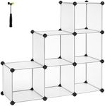 SONGMICS Shoe Rack, Shelving System, Boltless Shelf, Set of 6 Cubes, DIY Shelf, Stackable PP Plastic Wardrobe for Bedroom, Office, 31.5 x 64 x 97.2 cm, White LPC111S