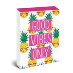 Graphique Pineapple Faces Pocket Notes – Pocket Notebook with Happy Blushing Pineapples, Good Vibes Only" Message & Matching Magnetic Case, 75 Full Color Pages, 3" x 4"