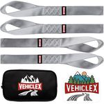 Vehiclex Soft Loop Motorcycle Tie Down Straps 1.5 x 18 inches - Silver - 10000 lb Load Capacity - 4 Pack Tie-Down Loops in Storage Bag – Secure Trailering of Bikes, ATV, UTV, Lawn Equipment