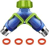 Garden Hose Splitter - AINEED Water Hose Splitter 2 Way Heavy Duty, Hose Connector Faucet Splitter, Hose Y Splitter, Outdoor Water Spigot Hose Bib Splitter with Shut off Valve