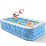 CACSPS Inflatable Swimming Pools, 75" X 52" X 20" Full-Size Inflatable Pool for Kids and Adults, Durable Family Lounge Pool, Kiddie Pool for Backyard, Garden or Indoor