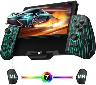 FUNLAB Switch Joypad Controller Customizable for Nintendo Switch/OLED, Ergonomic Switch handheld Controller, Luminpad Switch Controles One-Piece Controllers Replacement- 7 LED Colors/Turbo/Mapping - Black