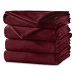 Sunbeam Velvet Plush Heated Blanket with ChoiceTouch Controller, Queen, Garnet