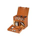 Abrazo Open Flap Bar Tool Set 10 Pieces (Brown) | Bar Kit with Extra Space for Bottles