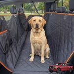 iBuddy Dog Seat Cover for Trucks/Large SUV/Car of Back Seat with Mesh Window, Waterproof Dog Hammock for Truck Back Seat with Side Flap and Dog Safety Belt, Truck Seat Cover for Small/Medium/Large Dogs