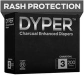 DYPER - Charcoal Enhanced Day & Overnight Disposable Baby Diapers - Made with Plant-Based* & Skin-Friendly Ingredients, Hypoallergenic for Sensitive Skin - Size 3, (200 Count)