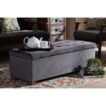 Caradel Glynda 2 Seater Tufted Upholstered Flip Top Sofa Storage Bench Ottoman with Storage Settee Velvet (Dark Grey)