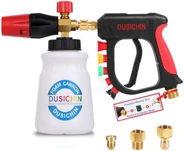 DUSICHIN Foam Cannon Short Pressure Washer Gun 1/4 Inch Quick Connector,Car Wash Foam Gun with 5 Pressure Washer Nozzle Tips 3/8'' Swivel Quick Connector,Additional Orifice Nozzle 1.04mm Car Washing