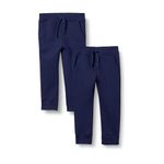 Amazon Essentials Girls' Little Fleece Jogger Sweatpants, 2-Pack Navy, Medium