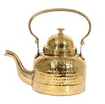 Skywalk Hammered Brass Tea Kettle Pot for Making and Serving Tea and ; Tableware (Golden;Size-6.5)"