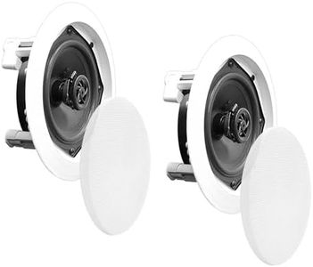 Pyle 6.5” Ceiling Wall Mount Speakers-Pair of 2-Way Midbass Woofer Speaker 1/2'' Polymer Dome Tweeter Flush Design w/70Hz-20kHz Frequency Response&200 Watts Peak Easy Installation-Pyle PDIC61RD