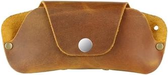 Toprank Leather Eyeglass Case - Handmade Slim Sunglasses Holder, Genuine and Universal Fit for Men and Women (Camel)