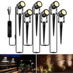 Landscape Lighting, ALOVECO LED Garden Lights 12V Low Voltage Outdoor Spotlights IP65 Waterproof with Spike Pathway Lights Extendable Landscape Lights for Tree Patio Yard Lawn (Warm White,6 Packs)