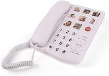 MCHEETA Big Button Phones for Seniors, Landline Emergency Phone for Home, Hand-Free Phone for Elderly with Picture, LED Call Alert, Adjustable Volume and 9 One-Touch Dialing for Elderly, White
