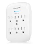 Fosmon 6-Outlet Power Strip Surge Protector 1200 Joules, Wall Mount Adapter Tap, Multi-Plug Outlet Wall Charger Extender, Charging Station, ETL Listed for Home, Dorm Room & Office - White