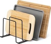 Craftize Mstore Iron Pan Multifunctional Tiered Shelf Kitchen Cabinet Pantry Pan&Pot Lid Organizer Baking Tray&Chopping Board Rack-Pan Storage-Tiered Cupboard Organiser (Modern, countertop)