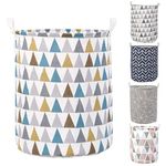 HOKIPO Folding Laundry Basket For Clothes, Round Collapsible Storage Basket - Large 43 Ltr (Ar2539)(Cotton, Multicolour)