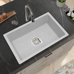 Plantex Quartz Sink for Kitchen/UV Protected Mosaic Grey Kitchen Sink/Granite Single Bowl Sink/Undermount/Topmount (Mosaic Grey-24x18 Inches)