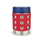 LunchBots Thermal 12 oz Triple Insulated Food Container - Hot 6 Hours or Cold 12 Hours - Leak Proof Thermos Soup Jar - All Stainless Interior - Navy Lid - Red Dots