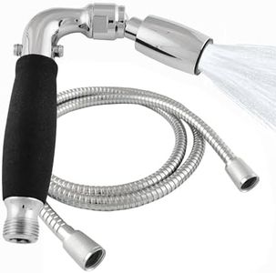 High Sierra® Solid Metal Handheld Shower Head w/Rubber Grip, Lead-Free, 72” Stainless Steel Hose w/Silicone Inner Tube. Ultra Low Flow 6.0 LPM. 5 Star WELS High Pressure Rating. Polished Chrome