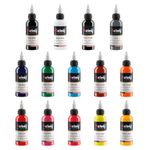 Solong 14 Colors Tattoo Ink Set 1oz (30ml) Bottle Original Tattoo Supply CA Pigment Kit for 3D Makeup Beauty Skin Body Art (TI302-30-14)