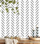 Yun-aeon Black and White Herringbone Peel and Stick Wallpaper 17.5" X 300" Modern Contact Paper Geometric Removable Wallpaper Self Adhesive Wall Paper for Bedroom Drawers Cabinets Decor Vinyl