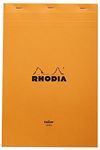 RHODIA 19660C - Stapled Notepad N°19 Orange - A4+ - Ruled - 80 Detachable Sheets - Yellow Clairefontaine Paper 80 g/m - Soft, Resistant and Waterproof Coated Card Cover - Basics