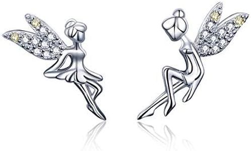 Mother Day Gift Sterling Silver Flower Fairy Elevs Hypoallergenic Stud Earrings Women Girls