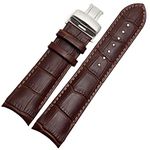 EwatchAccessories 23mm Brown Curved Leather Watch Strap Fits Curvedend Watches With Buckle