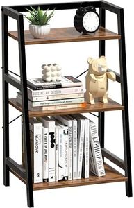 Lifenite 3-Tier Bookshelf, Ladder Shelf for Small Spaces, Industrial Short Bookshelf, Small Bookcase for Living Room, Bedroom, Home Office, Kitchen, 11.8 "D x 16.5" W x 31.3 "H, Rustic Brown