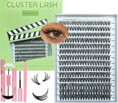 WHOMOON Eyelashes, Lash Extension Kit Natural 280PCS Cluster Lashes Eyelash Extension Kit, 40D 9-16mm D Curl Wispy Individual Lashes, Lash Glue for Eyelash Clusters Lash Tweezers and Remover