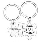 2PCs Big Brother Little Sister Keyring Gifts Valentines Presents Christmas Birthday Gift Brother Key Chain Gifts from Sister Brother Sister Gifts Key Rings from Sister Brother to My Sister (Bro &Sis)