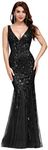 Ever-Pretty Women's Sexy V Neck Sleeveless Elegant Floor Length Long Mermaid Ball Evening Gowns Dresses Black 12UK