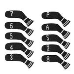 Scott Edward 10 Pcs Iron Golf Club Covers Set Cuteness and Basically Socks Shape Washable & Durable Golf Club Head Protector (Dark Grey)