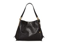 COACH Signature Leather with Border Rivets Dalton 31 Shoulder Bag Black/Brass One Size