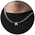 DuoDiner Letter K Necklace for Men 