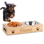 CGFN Personalised Dog Bowl, Dog Feeding Station with Customise Name and Text, Stainless Steel Dog Bowl - Removable, for Small to Medium Dogs and Cats (2 bowls)