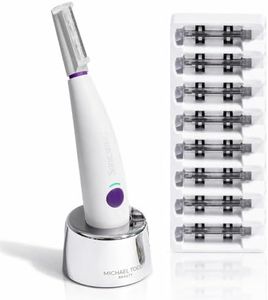Michael Todd Beauty Sonicsmooth Dermaplane Razor for Women Face + Eyebrow trimmer Dermaplaning System - Peach Fuzz Remover - 8 Weeks of Dermaplaning Blades