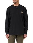 Carhartt Men's Loose Fit Heavyweight Long-Sleeve Pocket Henley T-Shirt, Black, L