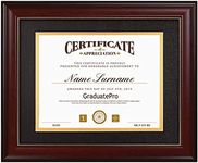 GraduatePro 8.5x11 Diploma Frame with Black Over Gold Mat or Display 11x14 Document Without Mat, CPA License Frame, UV Protection Acrylic, Mahogany with Gold Beads