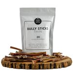 Bully Sticks for Dogs - Thin. All Natural, Low Odour Canadian Beef. Thin pizzles Ideal for Small Breed Dogs. 20 pc/Bag.