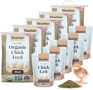 Mile Four Organic Baby Chick Feed Kit | Feeds 10 Baby Chickens for 8 Weeks | Organic, Non-GMO, 21% Protein Chicken Feed (115 lb) + Chick Grit (20 lb)
