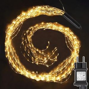 yowin Cascata Luci Natale 2m 200 LED Cascata di Luci per Albero di Natale mit Presa, 9 Modalità Luci Balcone con Timer, IP65 impermeabile Cascata Luminosa per Natalizia Interno Esterno Decorazione