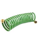 Sutekus Coil Hose Water Hoses Coiled Boat Hose Lightweight Self Coiling Garden Hose With 3/4 inch Brass Fittings (15FT)