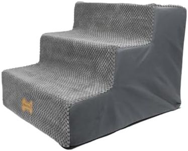 Nepfaivy Escalier pour petits chiens à 3 marches, rampe pour lit et canapé, en éponge haute densité, avec housse amovible, lavable et fond antidérapant, 53 x 40 x 39 cm
