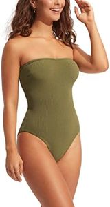 Seafolly Women's Dd Cup Bandeau One Piece Swimsuit, Sea Dive Khaki, 16