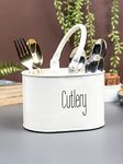 MARKET 99 Metal Self Draining Tableware Storage Box - Spoon, Knife, Fork, Chopstick, Cutlery Holder Kitchen Organizer Stand Dining Multifunctional Stand Drawer Organisers, Off White